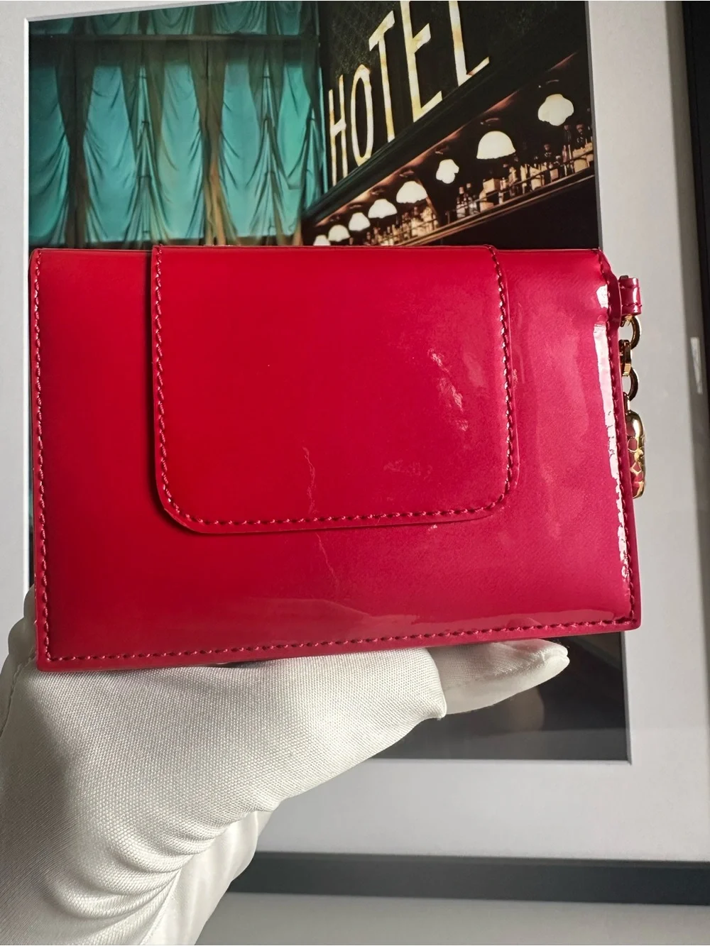 BVLGARI Serpenti Forever Ruby Red Patent Leather Card Holder Wallet – Like New